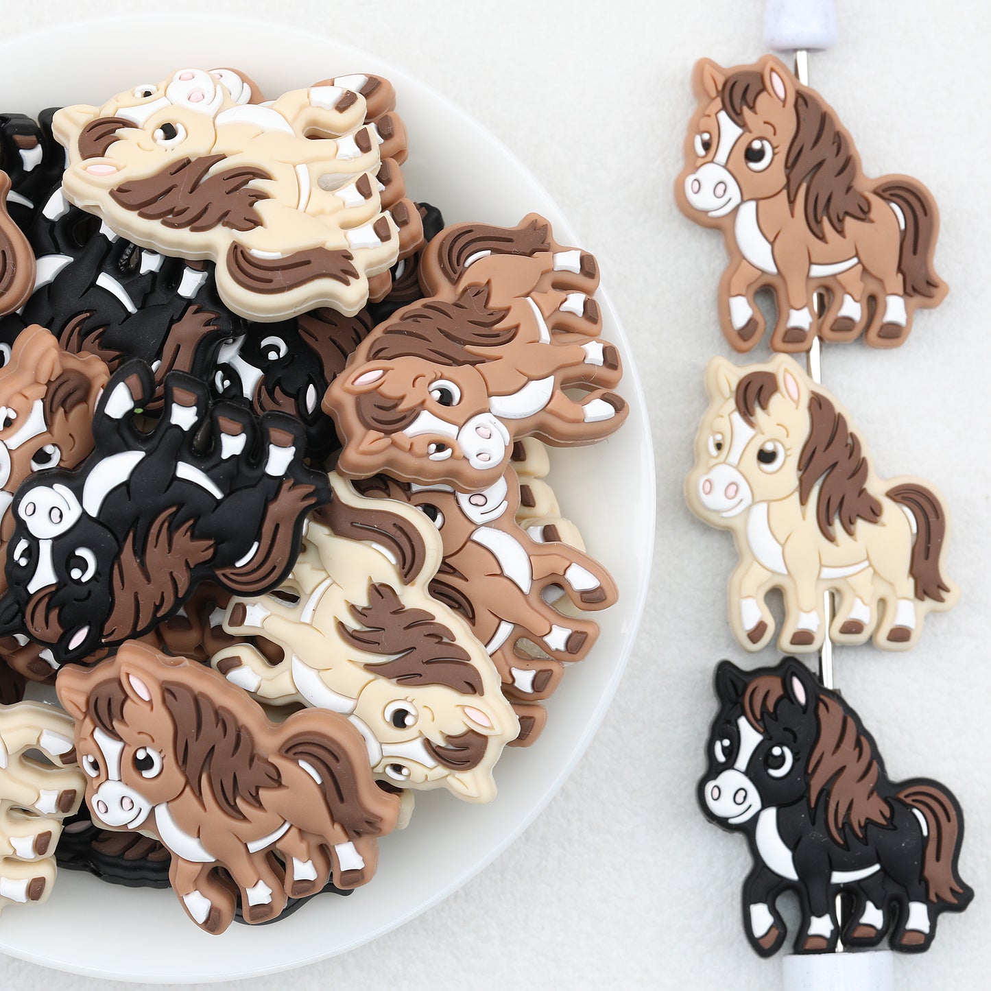 Cute Pony Silicone Focal Beads 20 pcs
