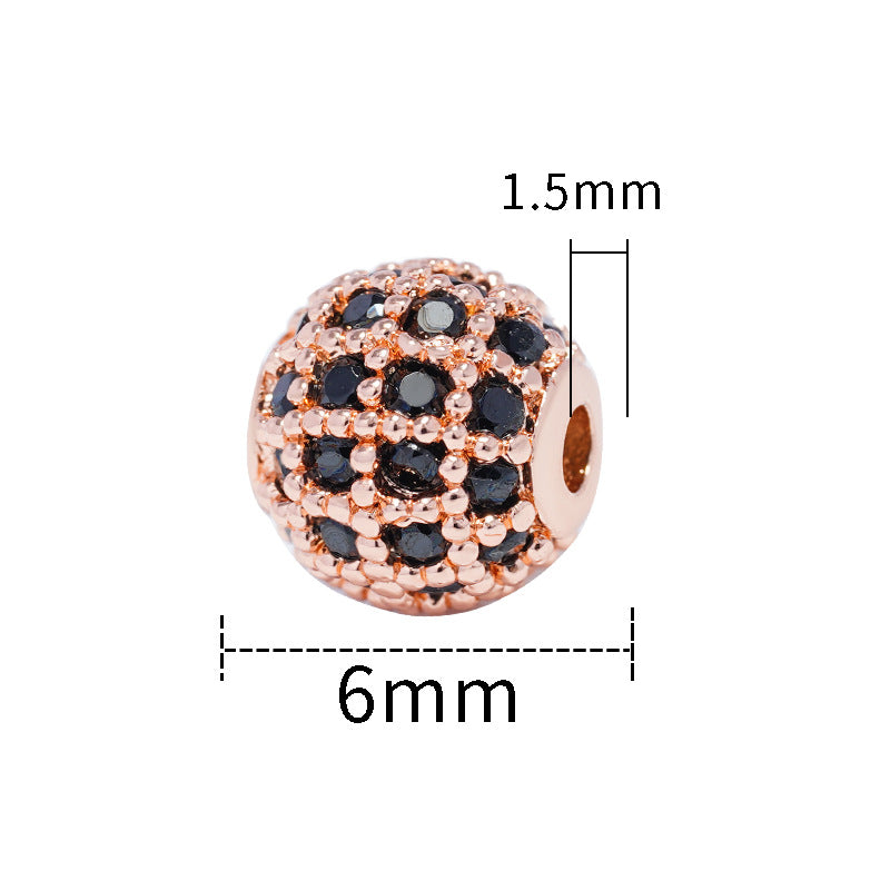 Fancy Zirconia Paved Brass Round Beads 6mm 8mm 10mm 30pcs 26