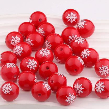 Colorful Christmas Printed Acrylic Beads 16mm Festive Designs 20pcs 3