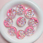 Hand Painted Donut Acrylic Beads 27x30mm Colorful Icing 5pcs 9