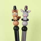 Silicone 3D Focal Beads Farm Animal Donkey Tuft of Hair 20pcs 8