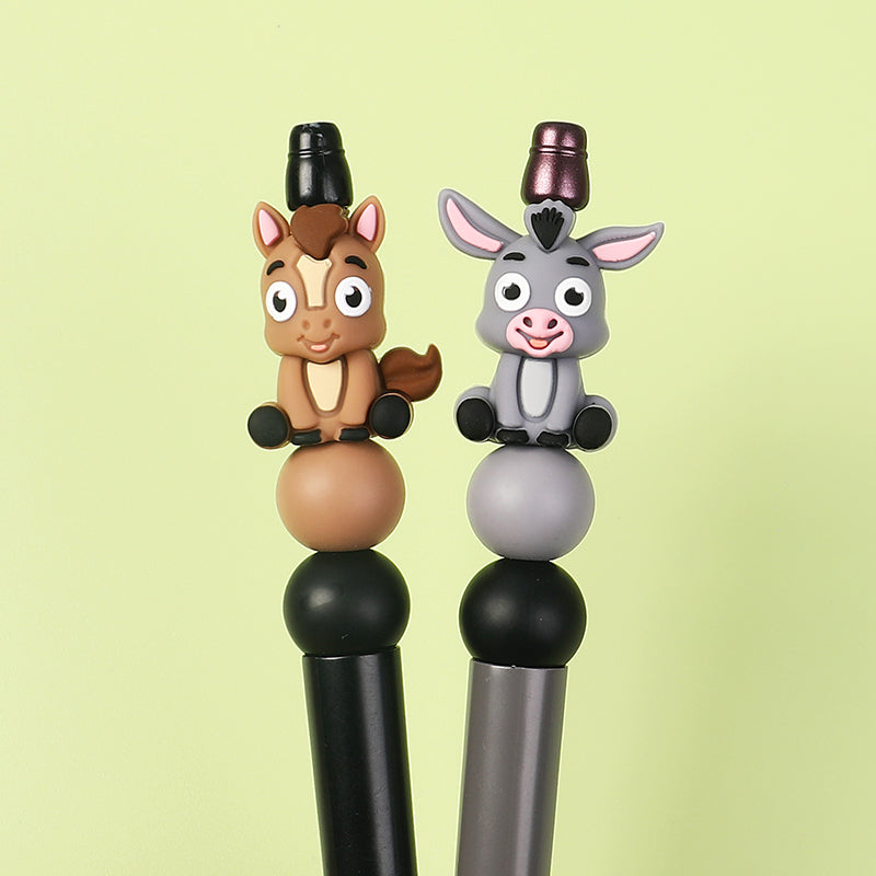 Silicone 3D Focal Beads Farm Animal Donkey Tuft of Hair 20pcs 8