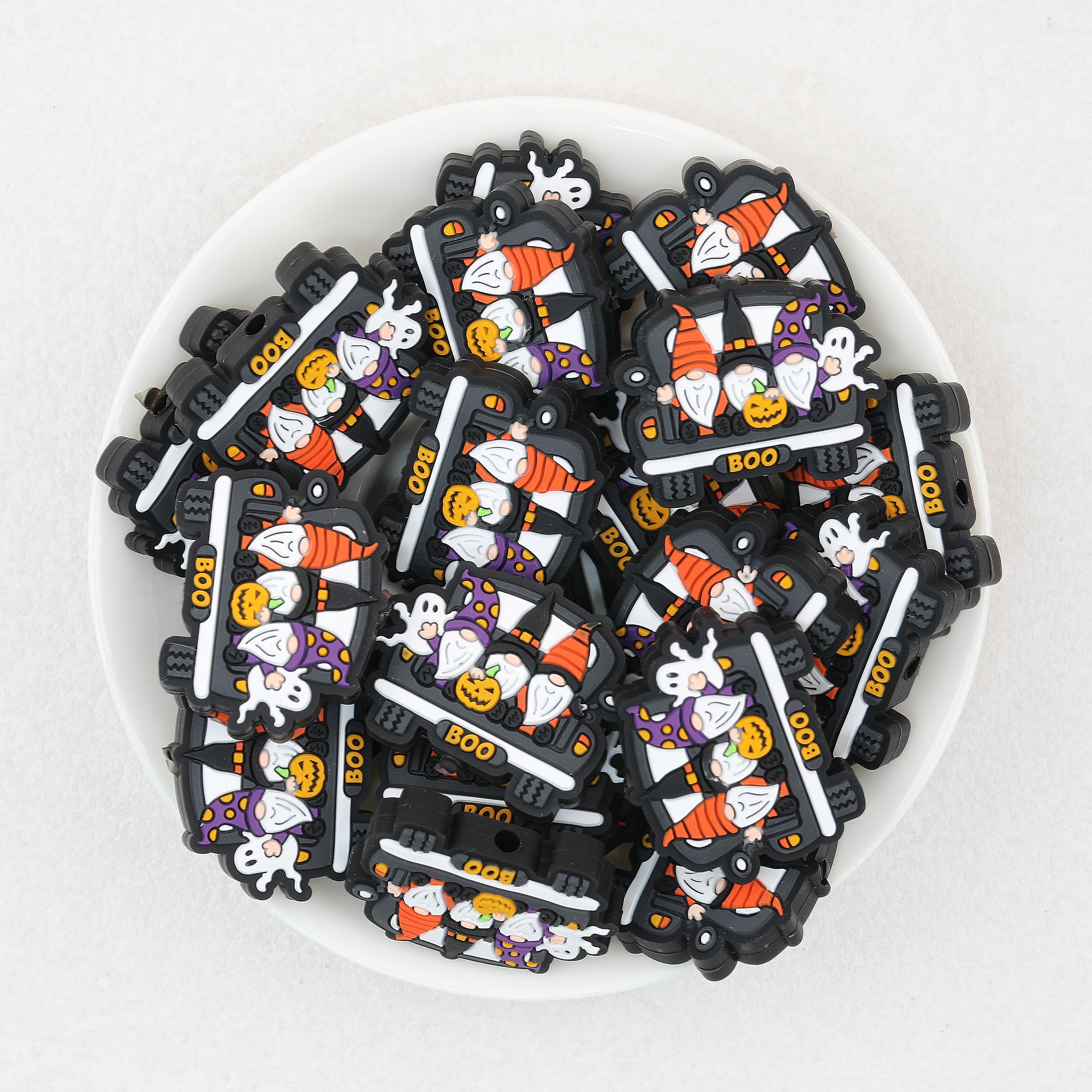 Halloween BOO Dwarf Car Silicone Focal Beads 20pcs 2