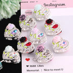 Fancy Heart Shaped Rose Rhinestone Alloy Beads 20mm 3pcs 4