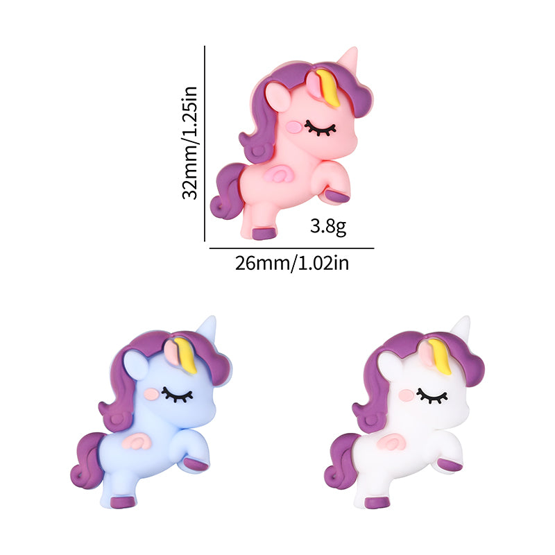 Silicone 3D Focal Beads Unicorn Pastel Colors Curly Manes 20pcs 9