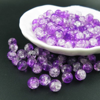 Crackle Glass Beads Round 10mm Dual Color Mixed 80pcs 20