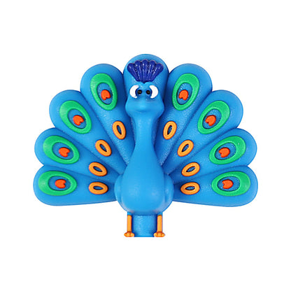 3D Bird Silicone Focal Beads Owl Peacock Cute Animal Charms 20pcs - Peacock