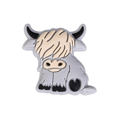 Silicone Focal Beads Highland Cow Heart Hooves Shaggy Fringe 20pcs 6