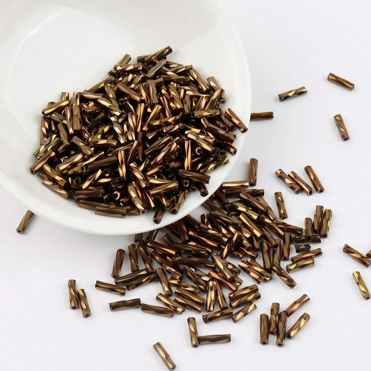 Plating Metallic Color Twisted Bugle Glass Beads 6mm 2500pcs 17