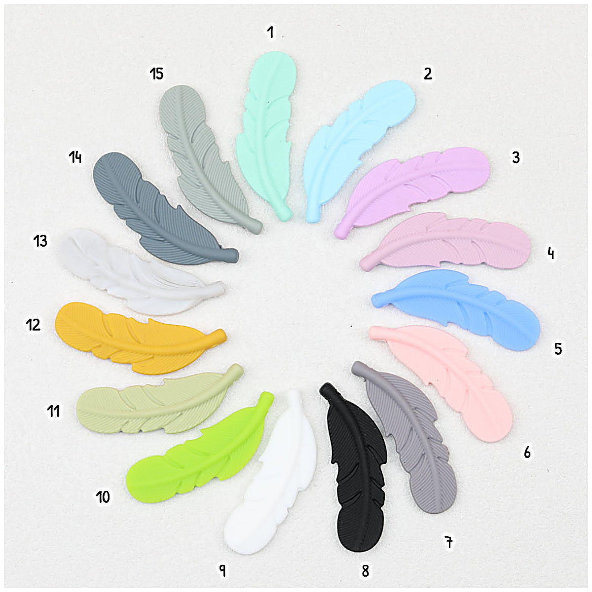 Colorful Feather Shaped Silicone Beads 20pcs