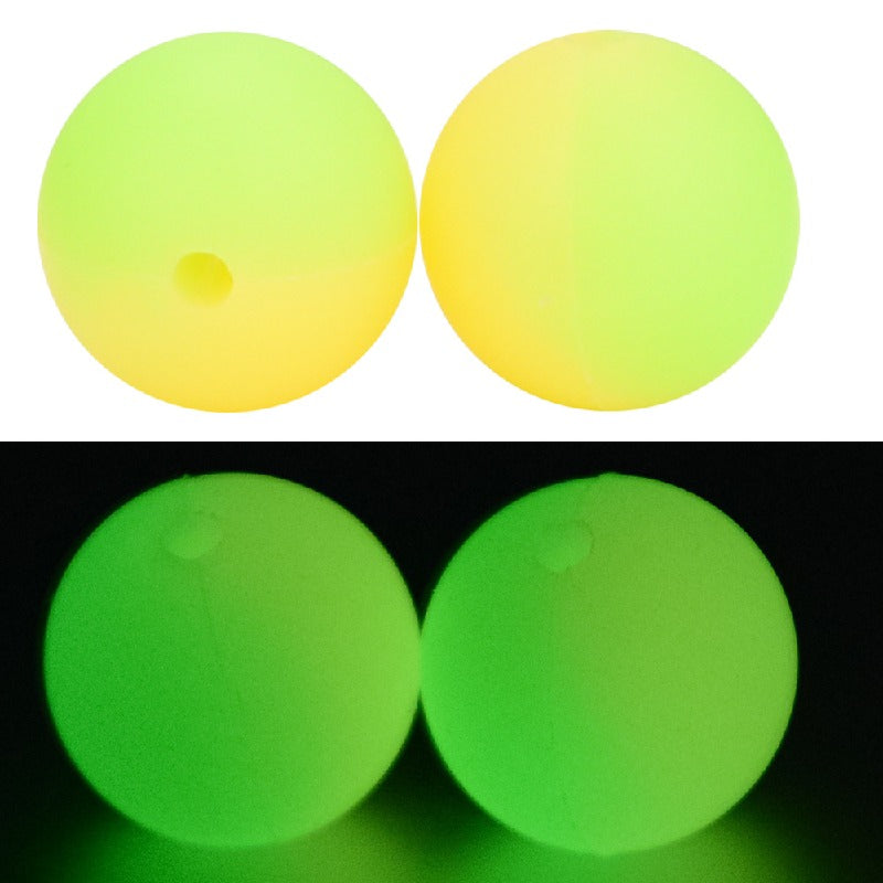 12mm 15mm Double Color Glow in Dark Silicone Beads Smooth Matte 20pcs 7