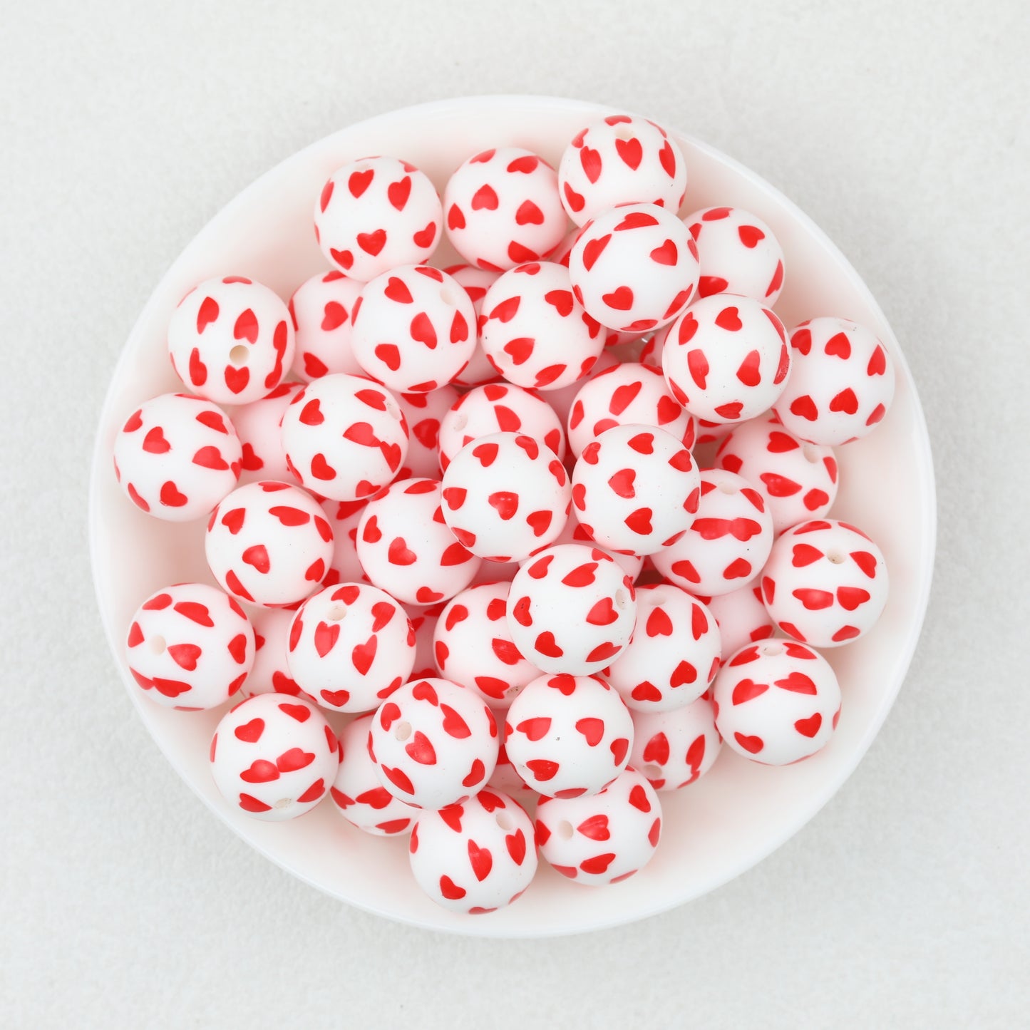Valentine Theme 15mm Silicone Beads Printed Pattern 50pcs 3