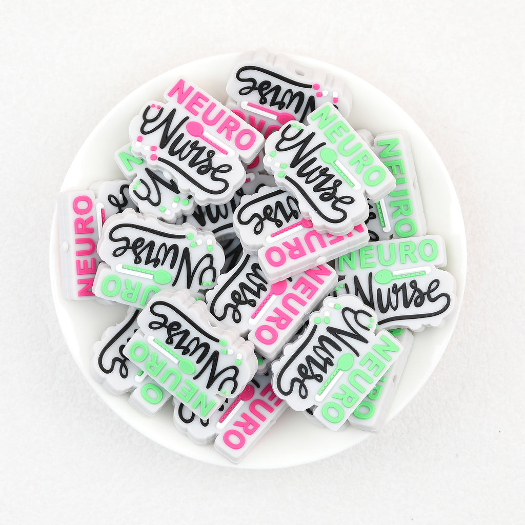 Green Pink Nurse Stethoscope Silicone Focal Beads 20Pcs  2