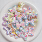 Hand-Painted Bow Heart Acrylic Beads 21×29mm Glossy Pastel 5pcs 15