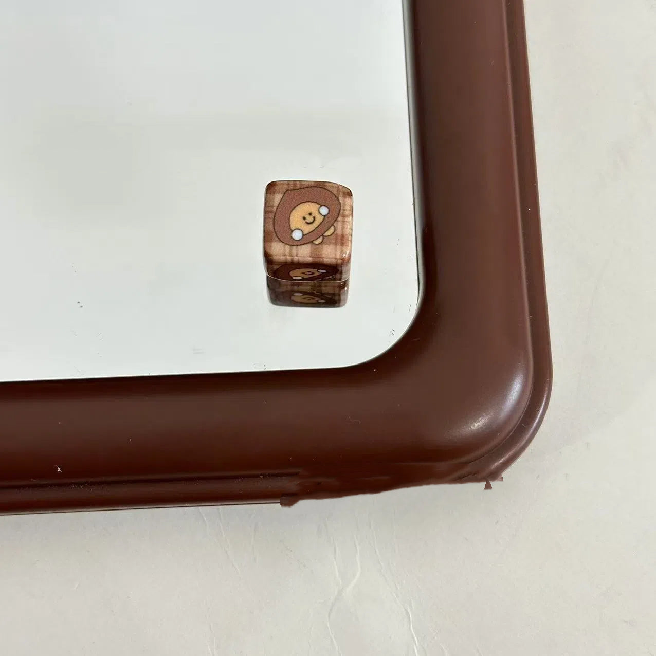 Square Acrylic Beads 12mm Coffee Colored Chestnut Pattern Diagonal Hole 10pcs 4