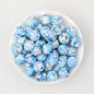 15mm Floral Printed Silicone Round Beads Soft Pastel Color 50pcs - Perilla Flower
