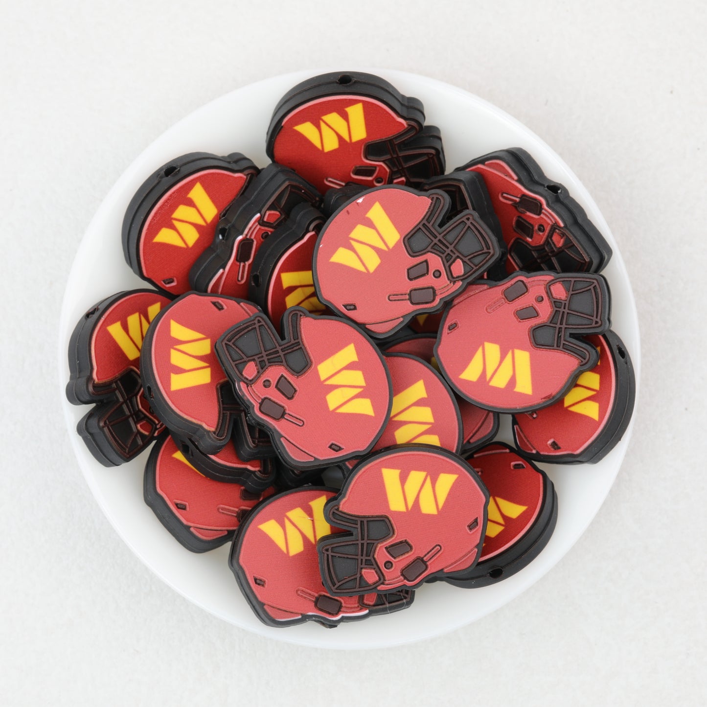 NFL Teams Helmet Silicone Focal Beads Printed Designs 20pcs 6