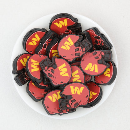 NFL Teams Helmet Silicone Focal Beads Printed Designs 20pcs 6