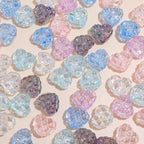 Transparent Heart Acrylic Beads 18x20mm Quilted Pastel 10pcs 4