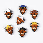 Silicone Focal Beads Highland Cattle Wearing Police Hat Crown 20pcs 6