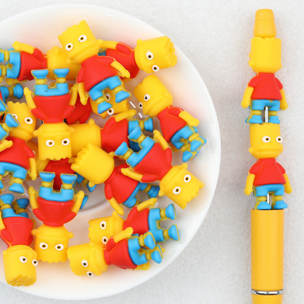 3D The Simpsons Character Silicone Focal Beads 20pcs 