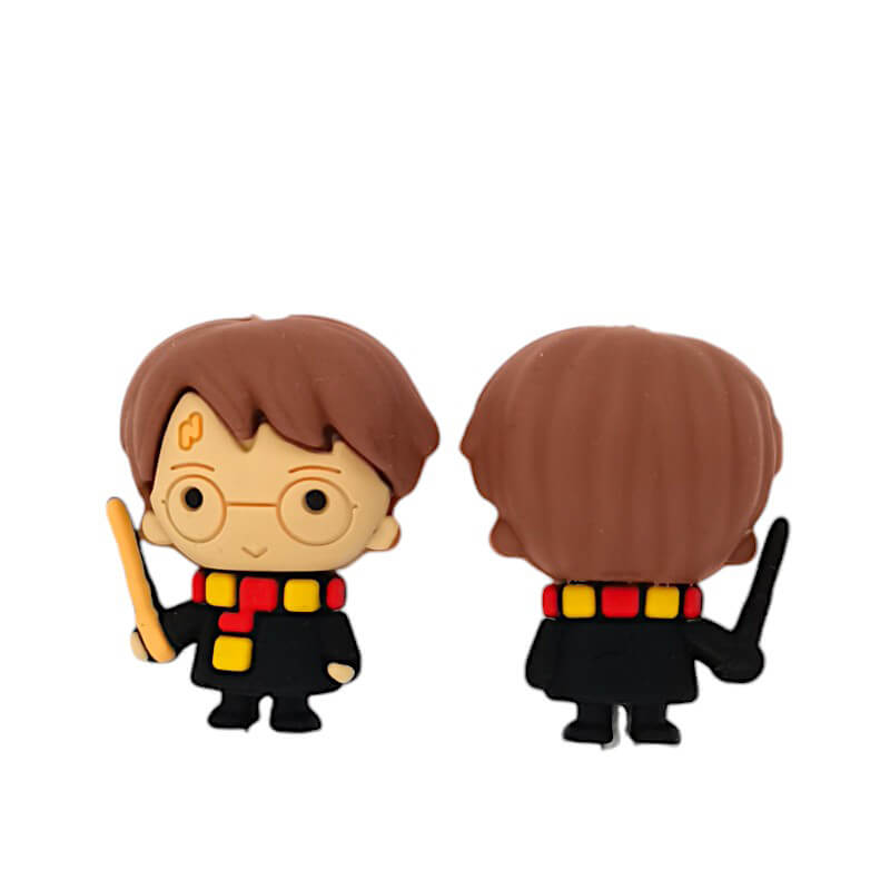 Silicone 3D Focal Beads Harry Magic Boy Holding Wand