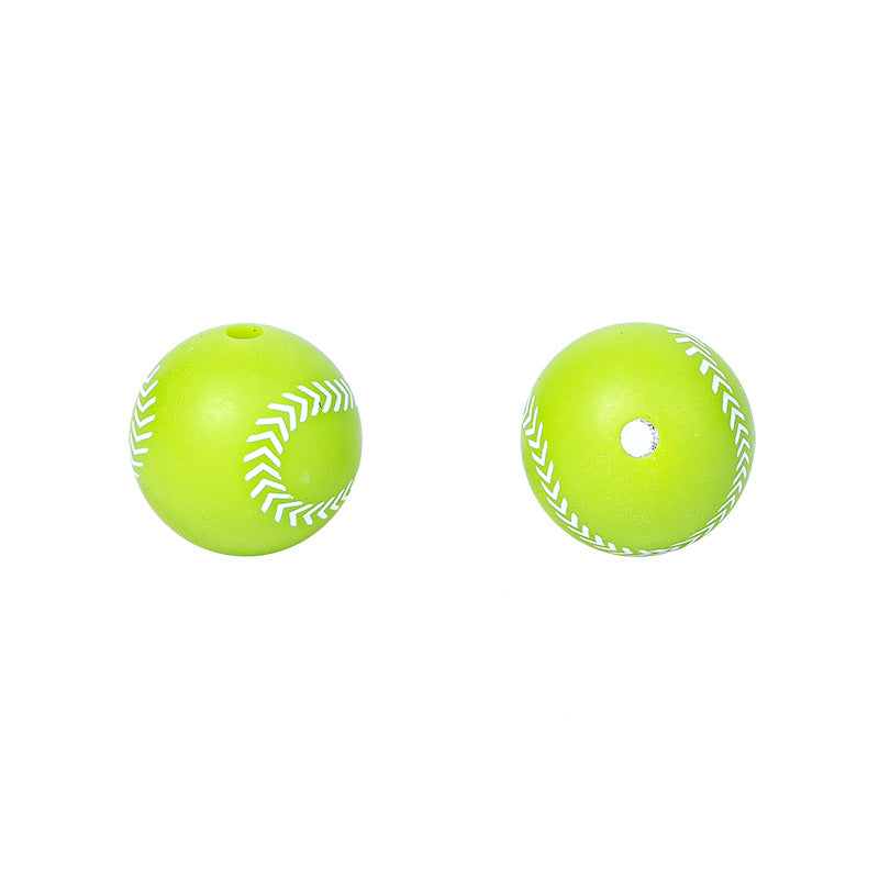 15mm Silicone Beads Sports Ball Printed Soccer Football Volleyball 10pcs 10