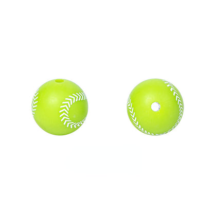 15mm Silicone Beads Sports Ball Printed Soccer Football Volleyball 10pcs 10