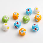 Colorful 12mm Square Glass Flower Beads 10pcs 3