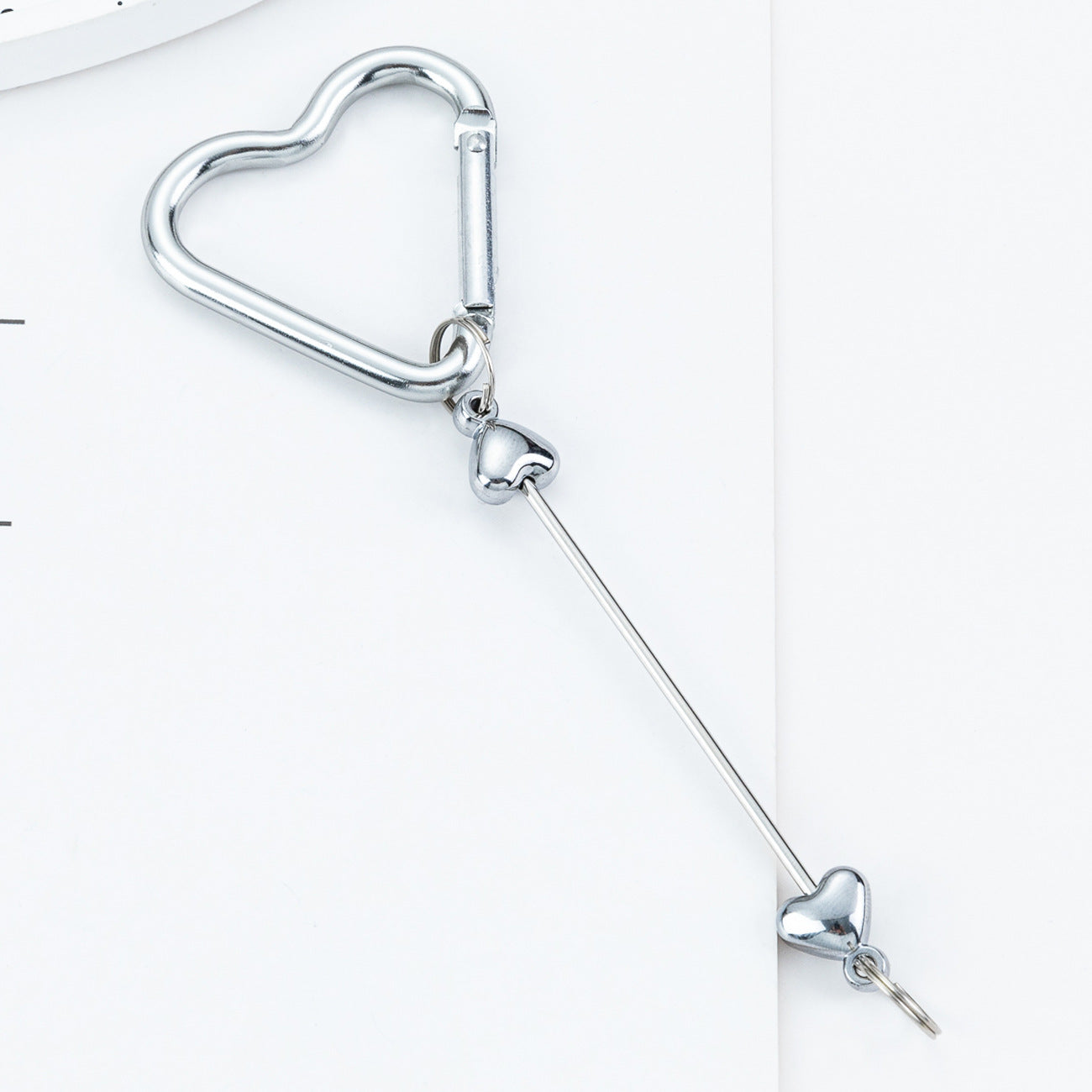 Beadable Metal Carabiners Heart-shaped With Bars
