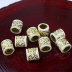 Gilded Acrylic Beads 9mm Large Hole Cream Gold Floral 200pcs 3