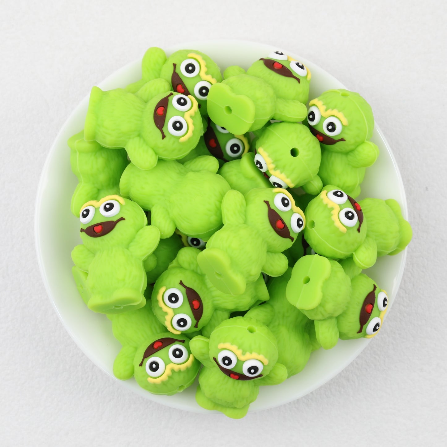 3D Cute Monster Silicone Focal Beads 20 pcs Multicolor 5
