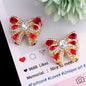26mm Alloy Full Rhinestone Colorful Bow Ribbon Beads 2pcs 6