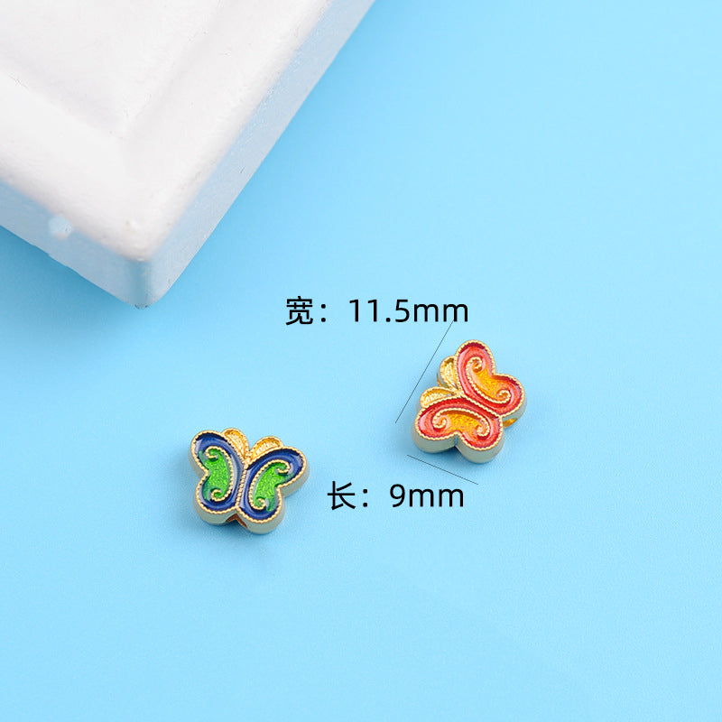 Butterfly Metal Beads 13mm Painted Double-Sided Zinc Alloy 10pcs 5