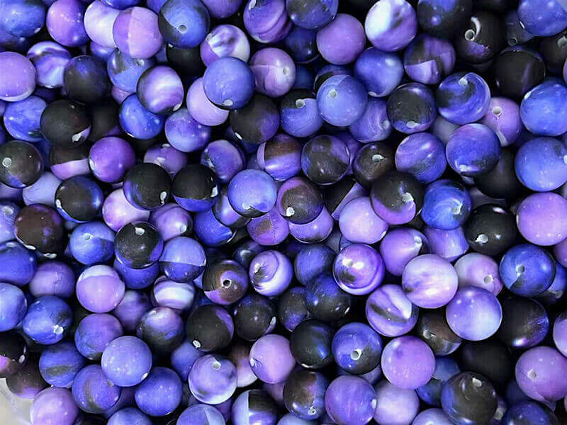 15mm Silicone Beads Purple Galaxy Print 50pcs