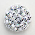 Round Acrylic Beads Wholesale, 16mm Iridescent Electroplated Skull-Face Halloween Design