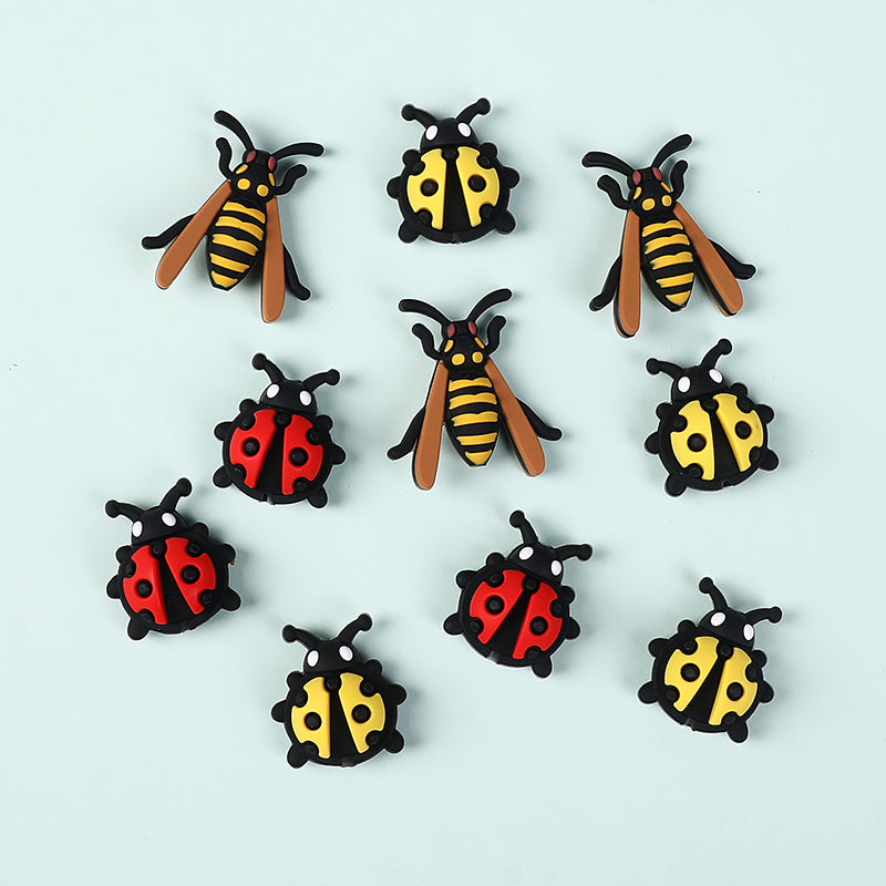 Silicone 3D Focal Beads Ladybug Wasp Insect Detailed Wings and Antennae 20pcs