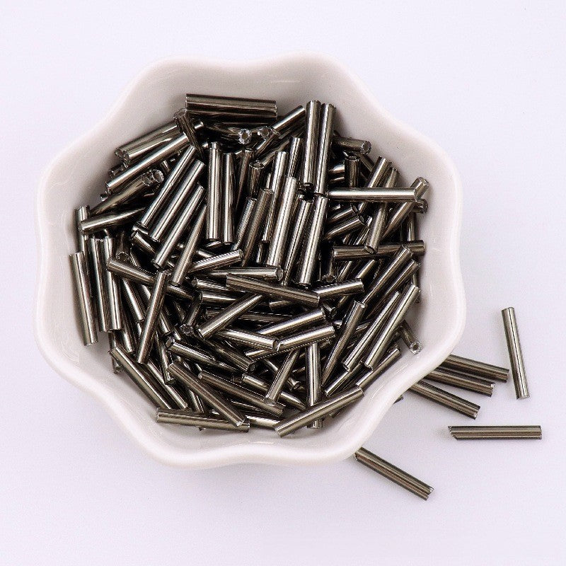 Electroplated Bugle Glass Beads 15mm Metallic Mixed Colors 70pcs 11