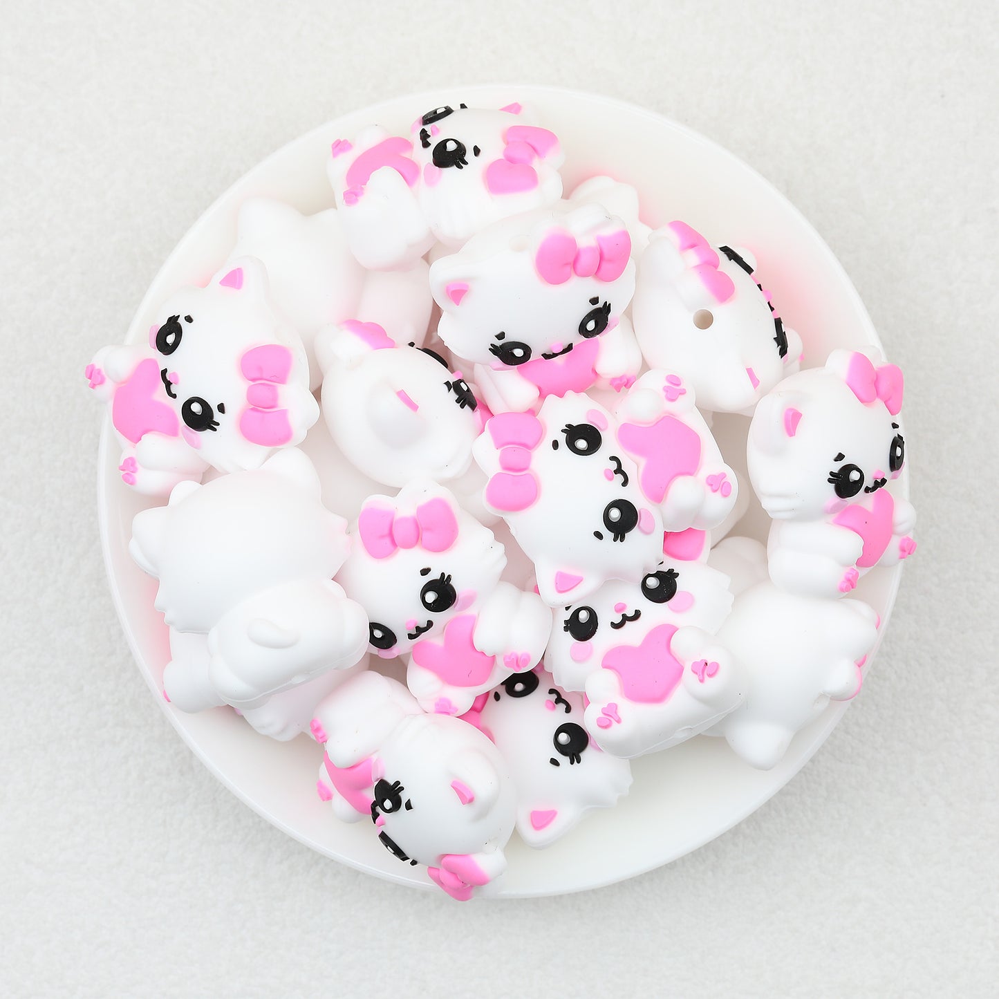 3D Cat Heart Bow Silicone Focal Beads  20 pcs 4