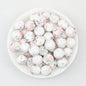 15mm Light Floral Print Round Silicone Beads 50 pcs - Floral Design 4