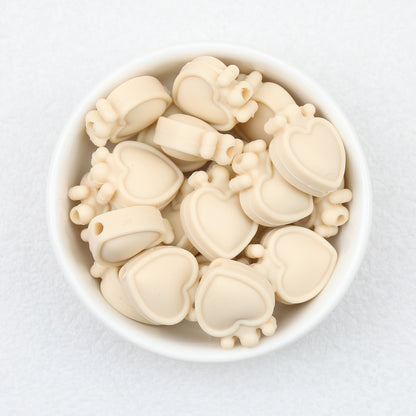 Colorful Heart Crown Silicone Focal Beads 20pcs 6