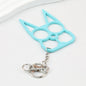 Self Defense Keychain Cat Shape Zinc Alloy Two Finger Grip 2pcs - Deep Blue
