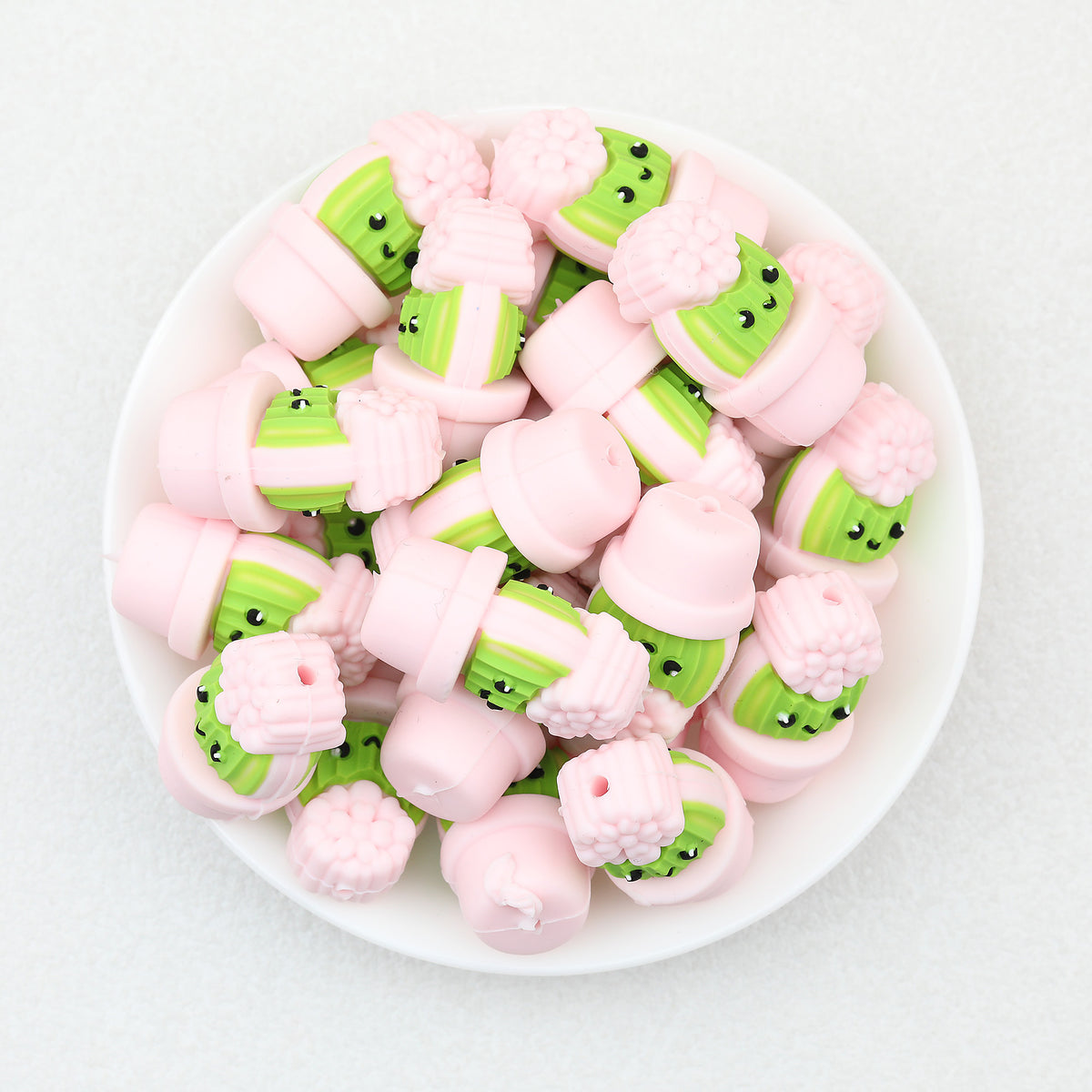 3D Cactus Pot Silicone Focal Beads 20Pcs  2