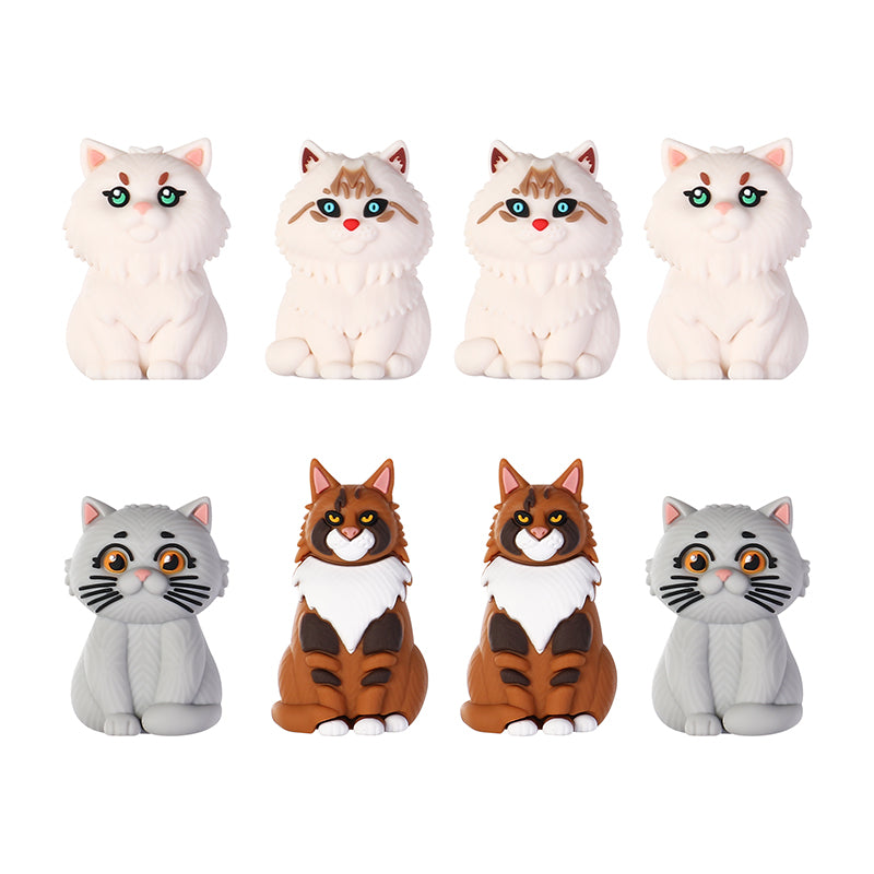 3D Cute Persian Maine Cat Silicone Focal Beads 20pcs 9