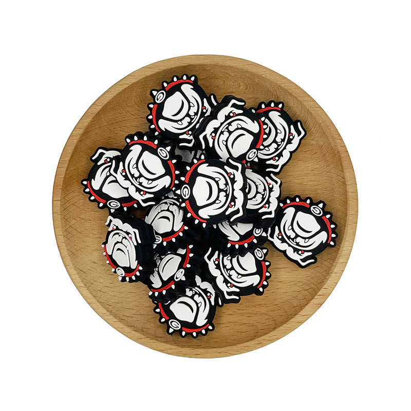 Silicone Focal Beads Georgia Bulldogs Fierce Mascot Red Collar 20pcs 2