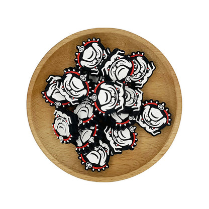 Silicone Focal Beads Georgia Bulldogs Fierce Mascot Red Collar 20pcs 2