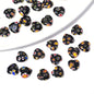Millefiori Heart Glass Beads 11mm Black Floral Pattern 10pcs
