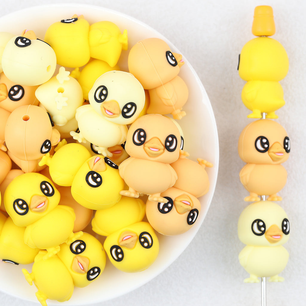  3D Cute Big Eye Duck Silicone Focal Beads 20Pcs
