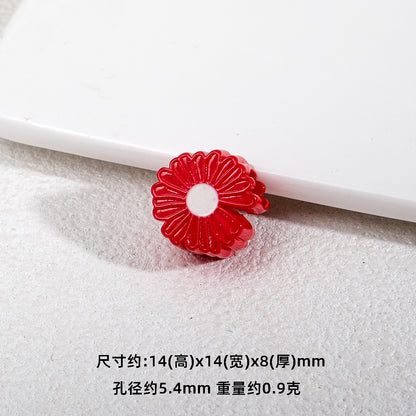 Bright Daisy Acrylic Flower Beads 14mm Round Shape 20pcs 15