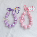 Acrylic Beaded Rabbit and Bear Keychain with Translucent Bow Charm 4